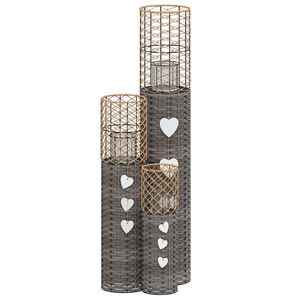 vidaXL Candle Holders 3 pcs Grey Wicker