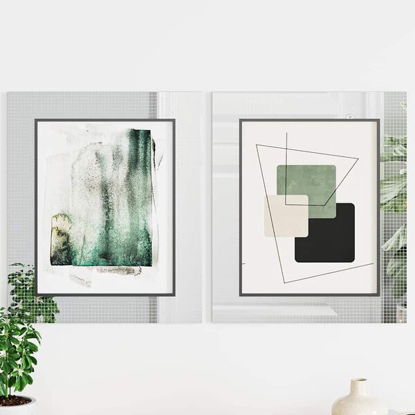 vidaXL Mirror Mosaic Tile Geometric 3 pcs Silver 100 x 4 cm Glass