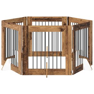 vidaXL Dog Gate with Stands 6 pcs Old Wood 80 x 80 cm Engineered Wood
