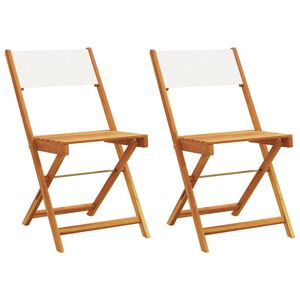 vidaXL Folding Chairs 2 pcs Cream White Solid Wood Acacia and Fabric