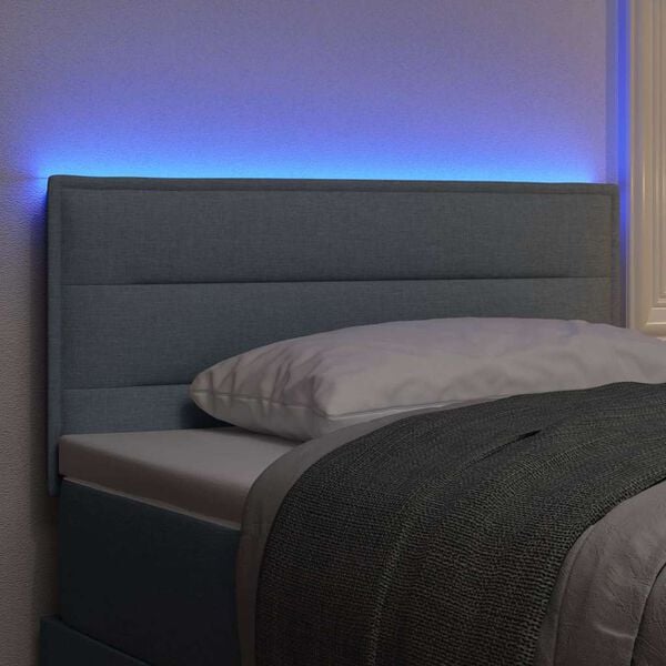 vidaXL LED Headboard with LED Strip Lights Light grey 100 cm Fabric