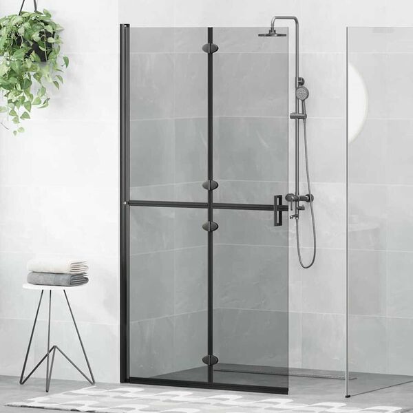 vidaXL Walk-in shower wall Black and dark transparent 100 x 190 cm