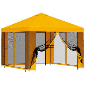 vidaXL Garden Gazebo with Sidewalls 3 x 3 m Yellow Polyester and Steel