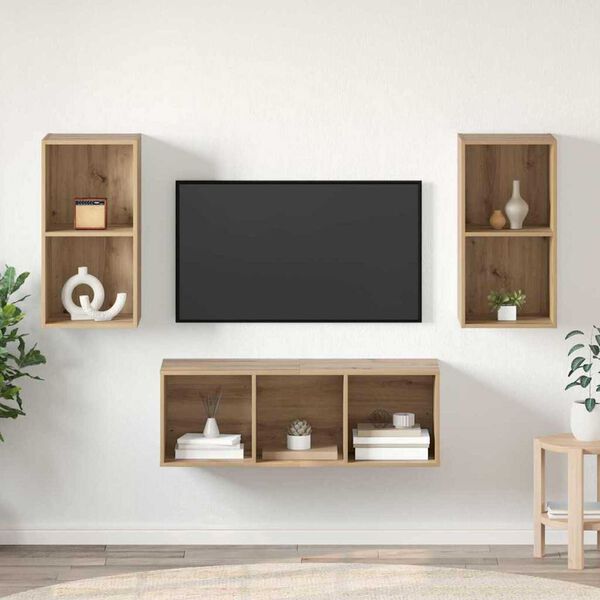 vidaXL TV Cabinet Set Artisan Oak 37 x 37 x 107 cm Engineered Wood