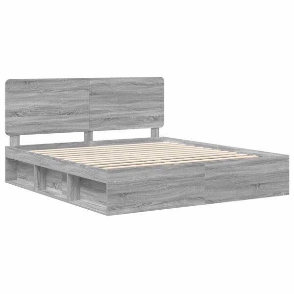 vidaXL Bed Frame Grey Sonoma 200 x 200 cm Solid Pine Wood