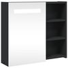 vidaXL Bathroom Mirror Cabinet with LED Light Black 60x13x52 cm