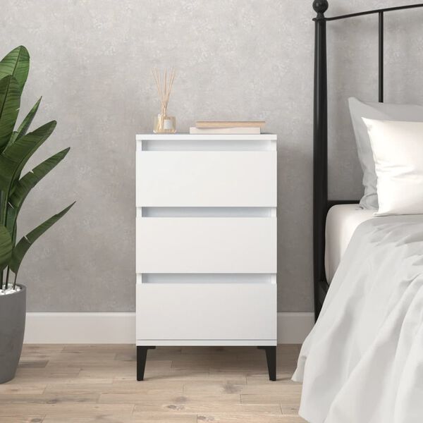 vidaXL Bedside Cabinet White 40x35x70 cm Engineered Wood