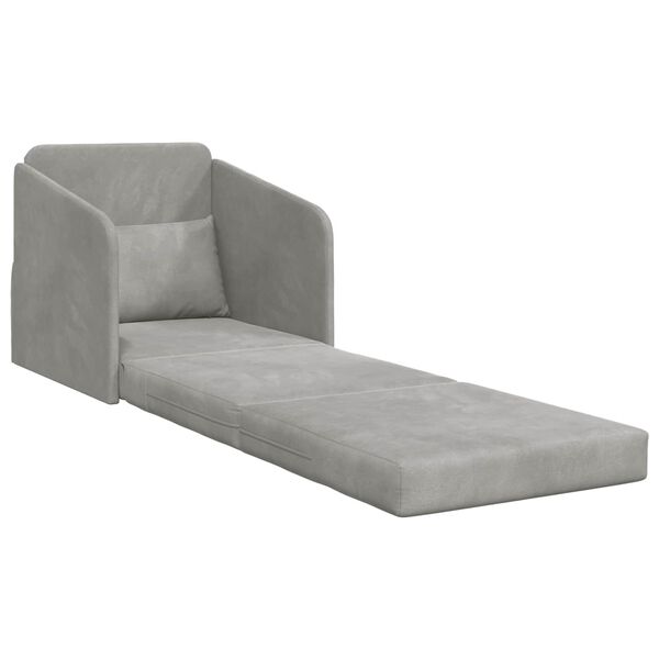 vidaXL Folding Sofa Bed Light Grey 65 x 80 x 83 cm Velvet
