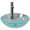 vidaXL Bathroom Sink with Tap and Push Drain Clear Tempered Glass