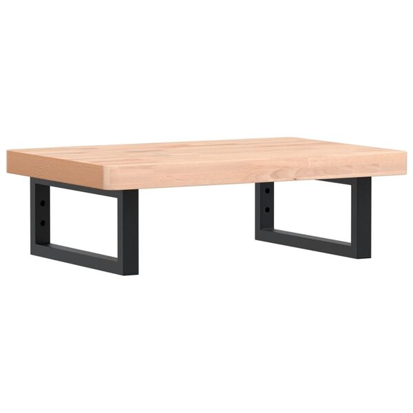 vidaXL Basin Shelf Wall Mounted Steel and Solid Wood Beech