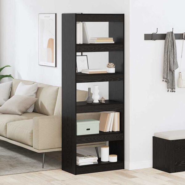 vidaXL Book Cabinet Black oak 60 x 30 x 166 cm Engineered wood