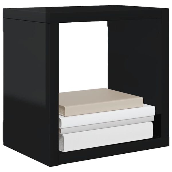 vidaXL Wall Cube Shelves 4 pcs High Gloss Black 22x15x22 cm