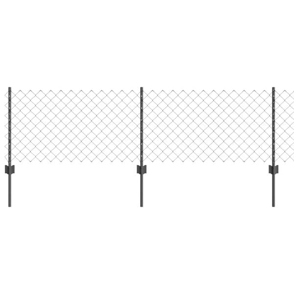 vidaXL Fence with Post Grey 0.6 x 25 m Steel and PVC