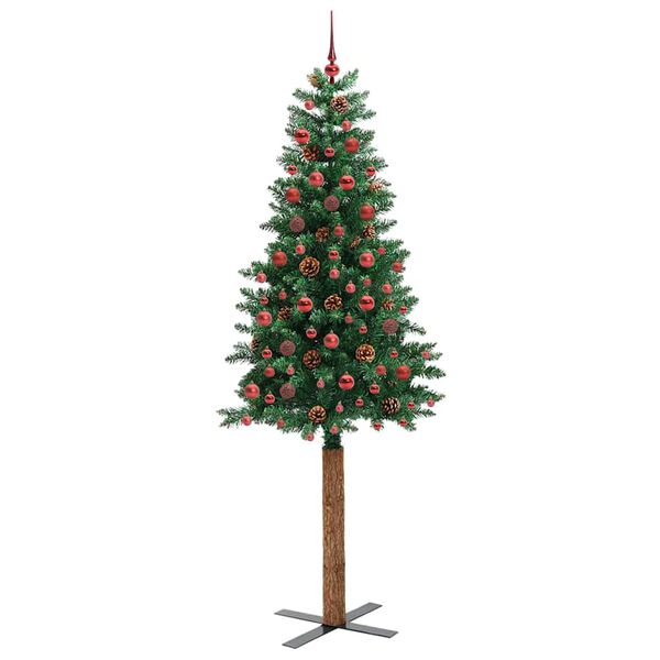 vidaXL Slim Christmas Tree Green 210 cm PVC and Solid Pine wood