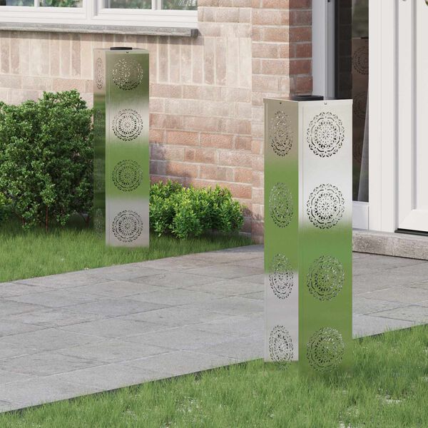 vidaXL Solar LED Pathway Light 2 pcs Silver Stainless Steel