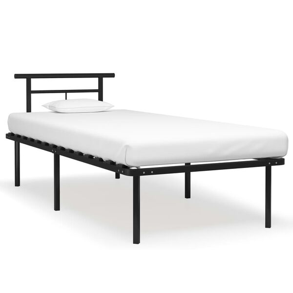 vidaXL Bed Frame without Mattress without Mattress Black Metal 90x200cm