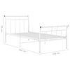 vidaXL Bed Frame without Mattress White Metal 100x200 cm