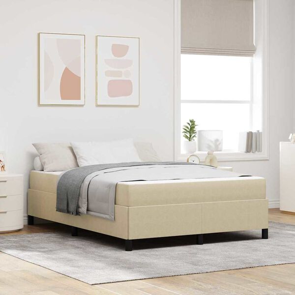 vidaXL Bed Frame with Mattress Light Green Grey 140 x 190 cm Fabric