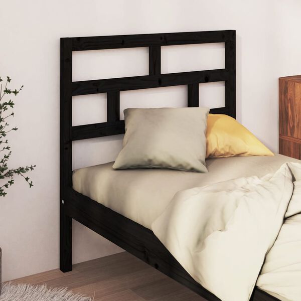 vidaXL Bed Headboard Black 96x4x100 cm Solid Wood Pine