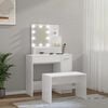 vidaXL Dressing Table Set with LED High Gloss White Engineered Wood