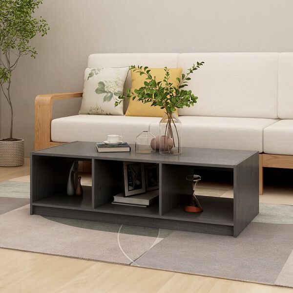 vidaXL Coffee Table Grey 110x50x34 cm Solid Pinewood