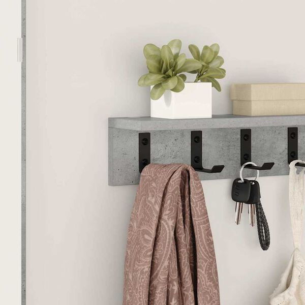 vidaXL Wall-Mounted Coat Rack Concrete Grey 40 x 10.5 x 10.5 cm