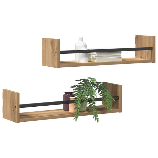 vidaXL Wall Shelf Wall-mounted 2 pcs Artisan Oak 60 x 16 x 14 cm