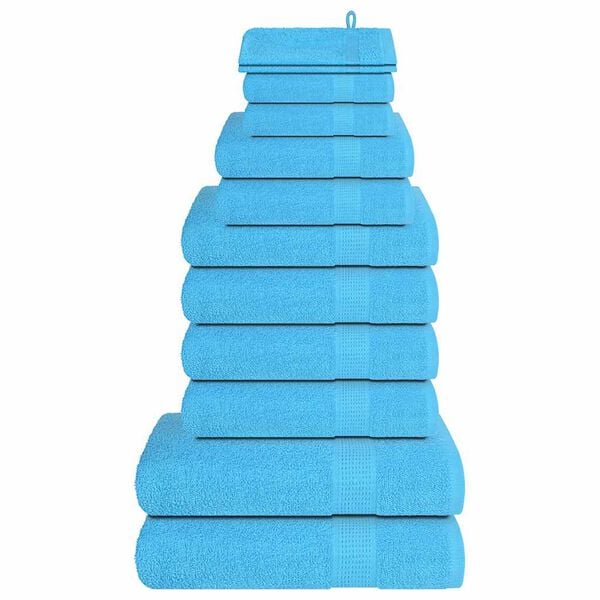 vidaXL 12 Piece Towel Set "FROGN" Turquoise 360 gsm