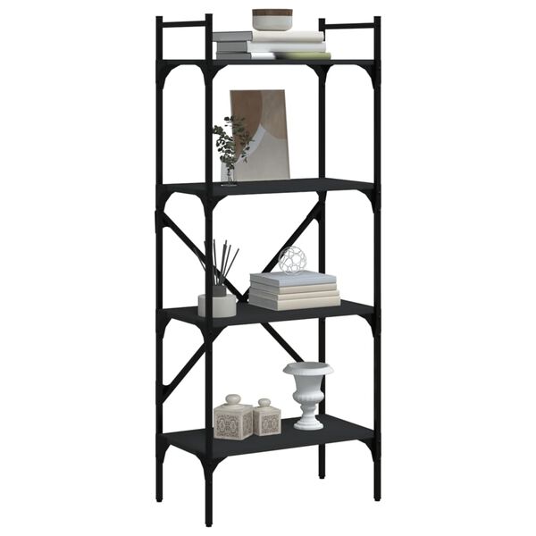 vidaXL Bookcase 4-Tier Black 56x31.5x138.5 cm Engineered Wood
