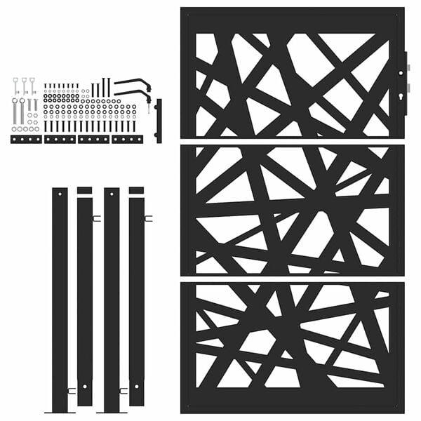 vidaXL Garden Gate Black 100x150 cm Steel Light Design