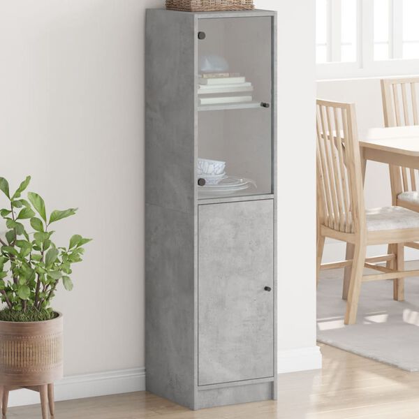 vidaXL Highboard with Glass Door Concrete Grey 35x37x142 cm