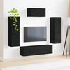vidaXL TV Cabinet Set Wall-mounted 4 pcs Black Engineered Wood