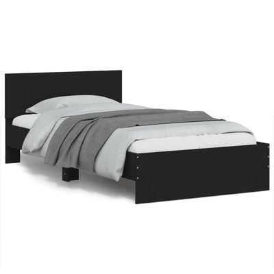 vidaXL Bed Frame with Headboard and LED Lights Black 100x200 cm