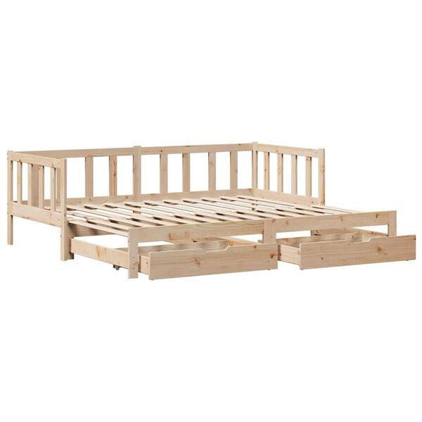 vidaXL Daybed with Trundle and Drawers without Mattress 80x200 cm