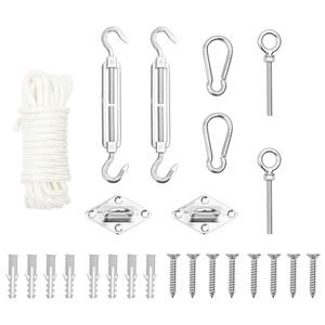 vidaXL 9 Piece Sunshade Sail Accessory Set Stainless Steel
