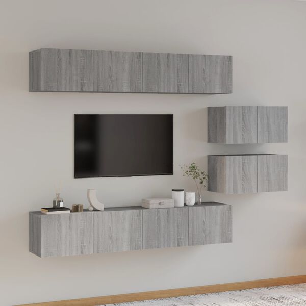 vidaXL 4 Piece TV Cabinet Set Grey Sonoma Engineered Wood