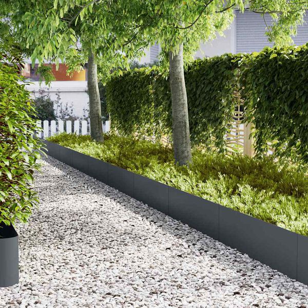 vidaXL Lawn Edging 10 pcs Anthracite 100 x 0.05 x 30 cm