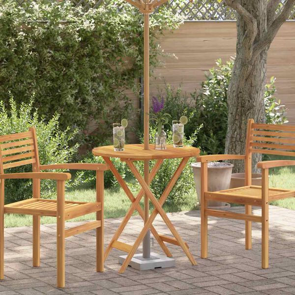 vidaXL Folding Garden Table Ø60x75 cm Solid Eucalyptus Wood
