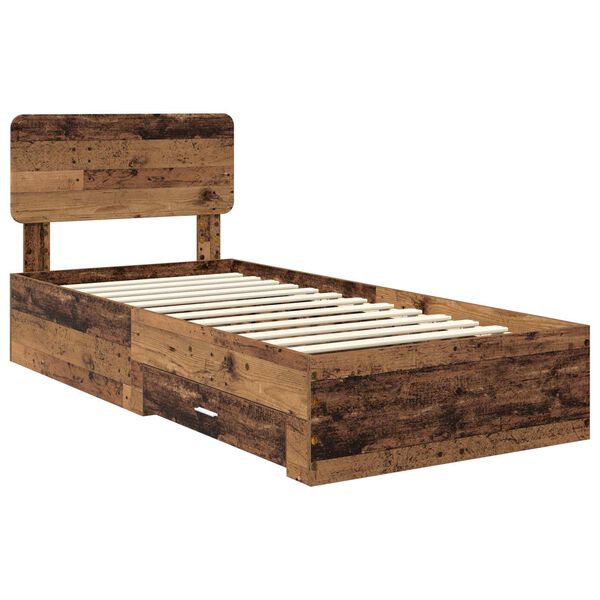 vidaXL Bed Frame with Headboard Old Wood 100 x 200 cm Engineered Wood