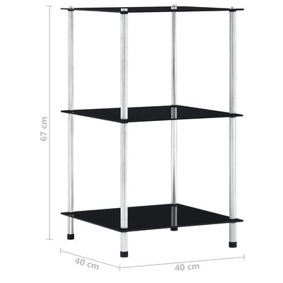 vidaXL 3-Tier Shelf Black 40x40x67 cm Tempered Glass