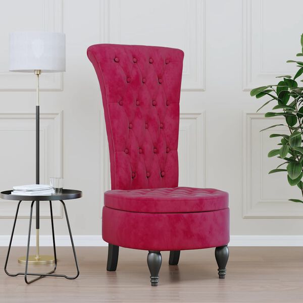 vidaXL High Back Chair Wine Red Velvet Button Design