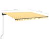 vidaXL Freestanding Manual Retractable Awning 400x350 cm Yellow/White