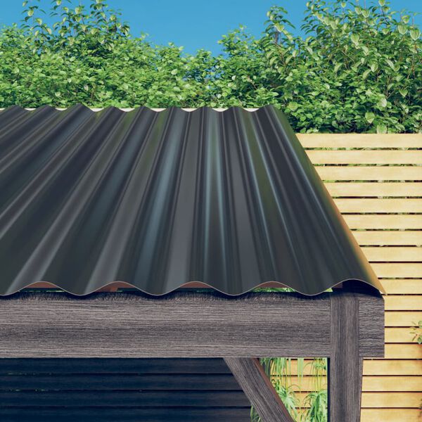 vidaXL Roof Panels 12 pcs Galvanised Steel Anthracite 60x36 cm