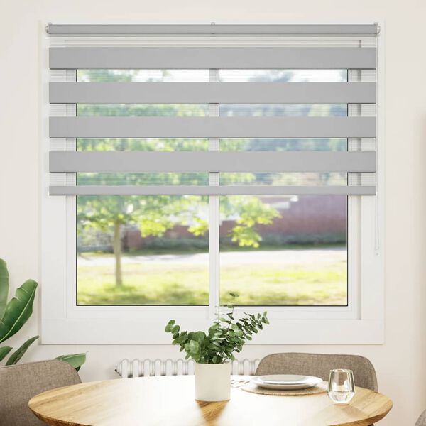 vidaXL Zebra Blind Light Grey 140x100 cm Fabric Width 135.9 cm Polyester