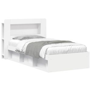 vidaXL Bed Frame with Storage White 100 x 200 cm Engineered Wood