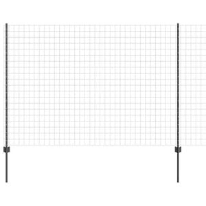 vidaXL Welded Wire Fence 10 x 1.6 m (W x H) PVC-Coated Steel Grey Mesh