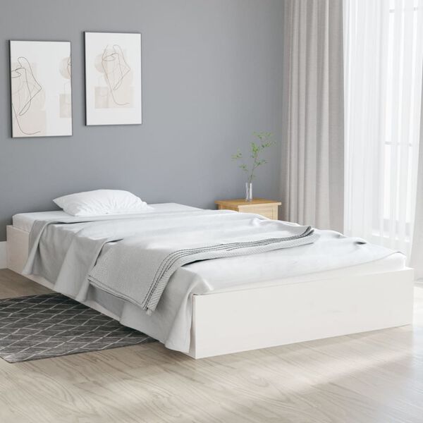 vidaXL Bed Frame without Mattress White Solid Wood 90x200 cm
