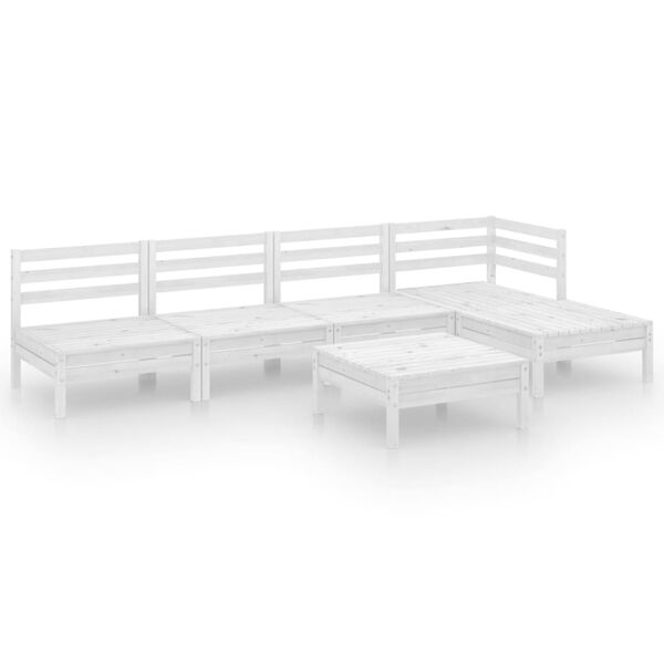 vidaXL 6 Piece Garden Lounge Set Solid Pinewood White