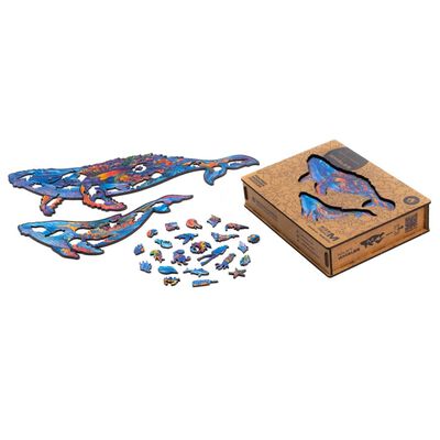 UNIDRAGON 172 Piece Wooden Jigsaw Puzzle Milky Whales Medium 33x20 cm
