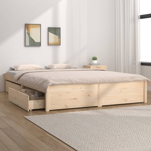 vidaXL Bed Frame without Mattress with Drawers 160x200 cm (814959+814999)